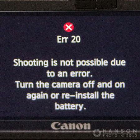 err 20 Shooting is not possible due to an error