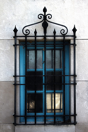 Blue Window Ironwork